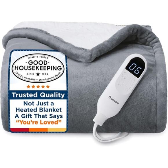 Bedsure Heated Blanket Throw Blanket - Fast Heating Electric Blanket, Soft - Picture 1 of 7